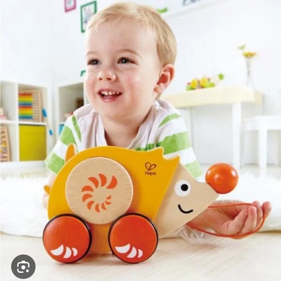Hape Walk Along Wooden Hedgehog Montessori Pull Toy - Picture 3 of 8